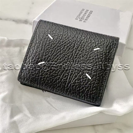 Endless Abyss 22ss黑色四角缝线真皮钱包经典对折钱夹卡包零钱包