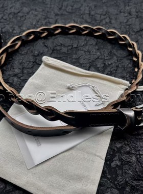 EA自主our lega风格25AW头层牛皮编织腰带男女士巧色百搭个性皮带