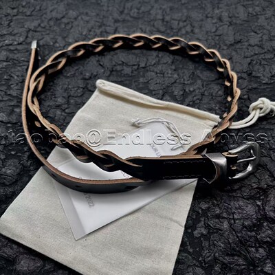 EA自主our lega风格25AW头层牛皮编织腰带男女士巧色百搭个性皮带