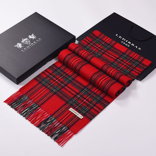 新款高端经典苏格兰格子纯羊毛围巾女冬季百搭加厚保暖长羊绒围脖