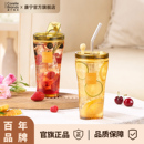 新款 康宁吸管玻璃水杯子夏季 高颜值大容量便携咖啡果汁泡茶水杯女