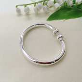 永记银铺足银999南瓜头银手镯女款 开口民族风手工泥鳅背贵妃银镯