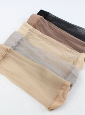 丝袜短款女士水晶袜防勾丝高弹黑色肉色40双薄款透明春夏日抛袜子