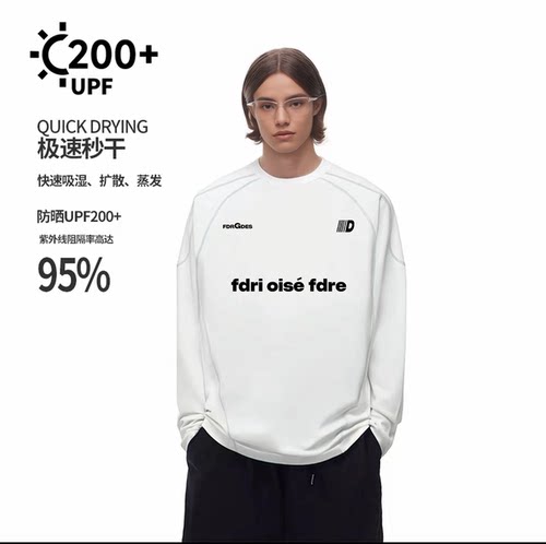 FDR GDES官方店R字字母拼接长袖速干衣男女户外先锋骑行衣宽松T恤