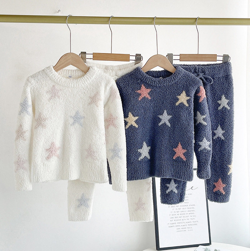 大中小童秋冬软绵绵半边绒五角星保暖儿童睡衣裤家居服套装亲子装,童装/婴儿装/亲子装,家居服套装,淘宝优惠券,粉丝福利购,淘宝优惠卷