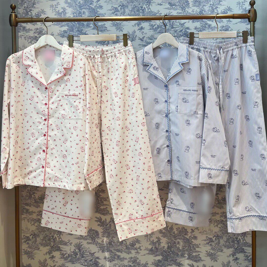 2026春季新款冰淇淋机器猫翻领可爱长袖长裤女款家居服睡衣套装