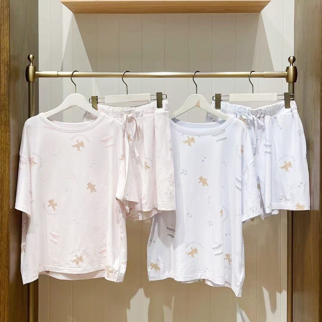 夏季新款软绵绵家居服女满印小熊短袖短裤睡衣居家圆领套装可外穿