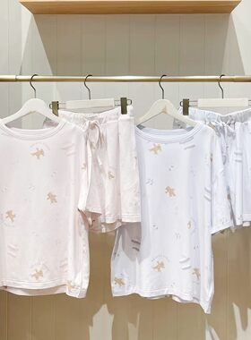 夏季新款软绵绵家居服女满印小熊短袖短裤睡衣居家圆领套装可外穿