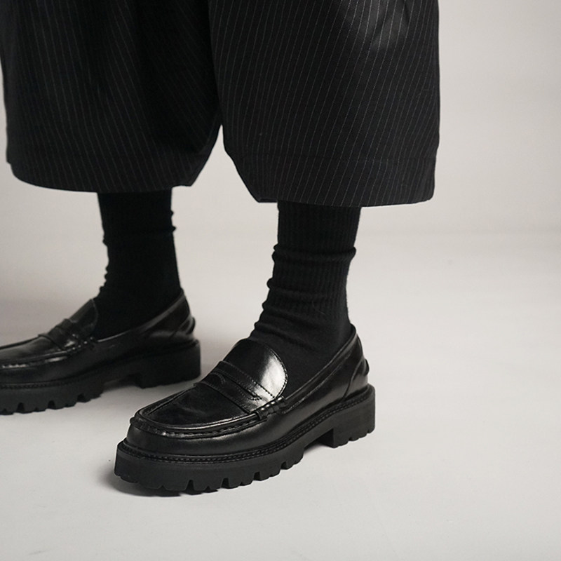 复古文艺经典英伦厚底乐福鞋