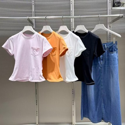 【江南】正品减标2026夏新品罗纹短款扭扭乐圆领T恤女上衣5Q41520