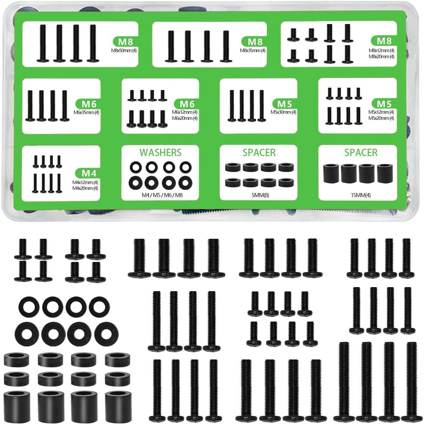 68pcs电视安装螺丝 -通用电视安装螺丝五金套件包括 M4 M5 M6 M8