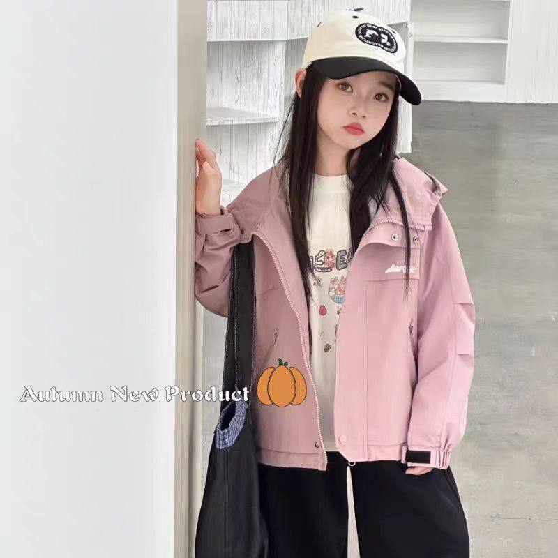 品牌儿童外套2025秋季新款女童洋气百搭冲锋衣女孩休闲上衣中大童