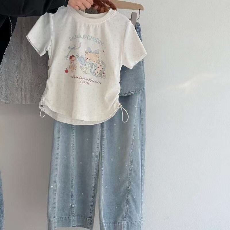 品牌女童短袖2026新款夏季女孩洋气半袖圆领辣妹T恤上衣潮120-160