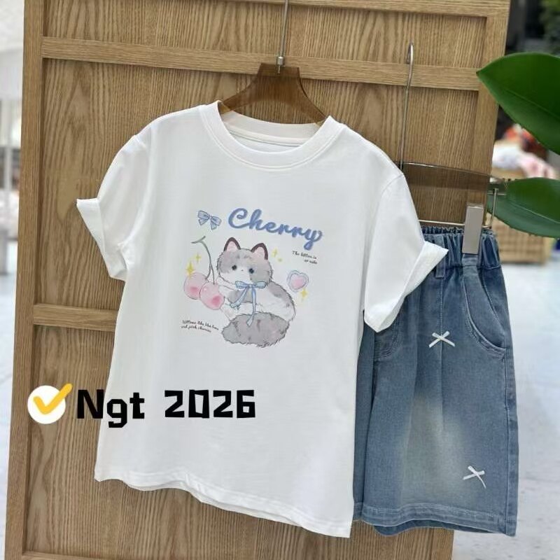 品牌女童短袖2026新款夏季女孩洋气半袖甜美圆领T恤上衣潮120-160