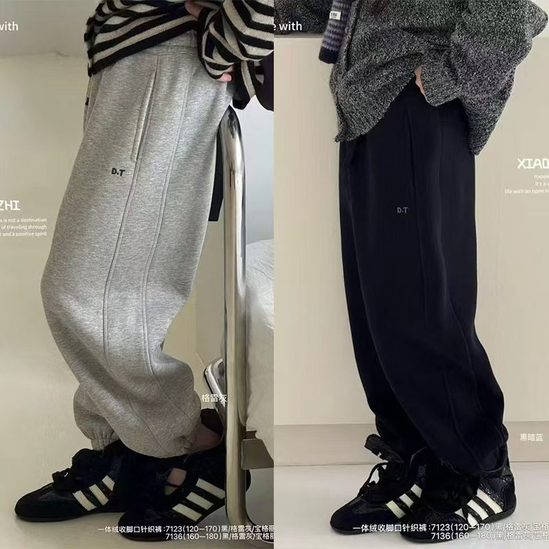 品牌儿童加绒运动裤2025冬季新款男童女童加厚休闲卫裤潮120-170