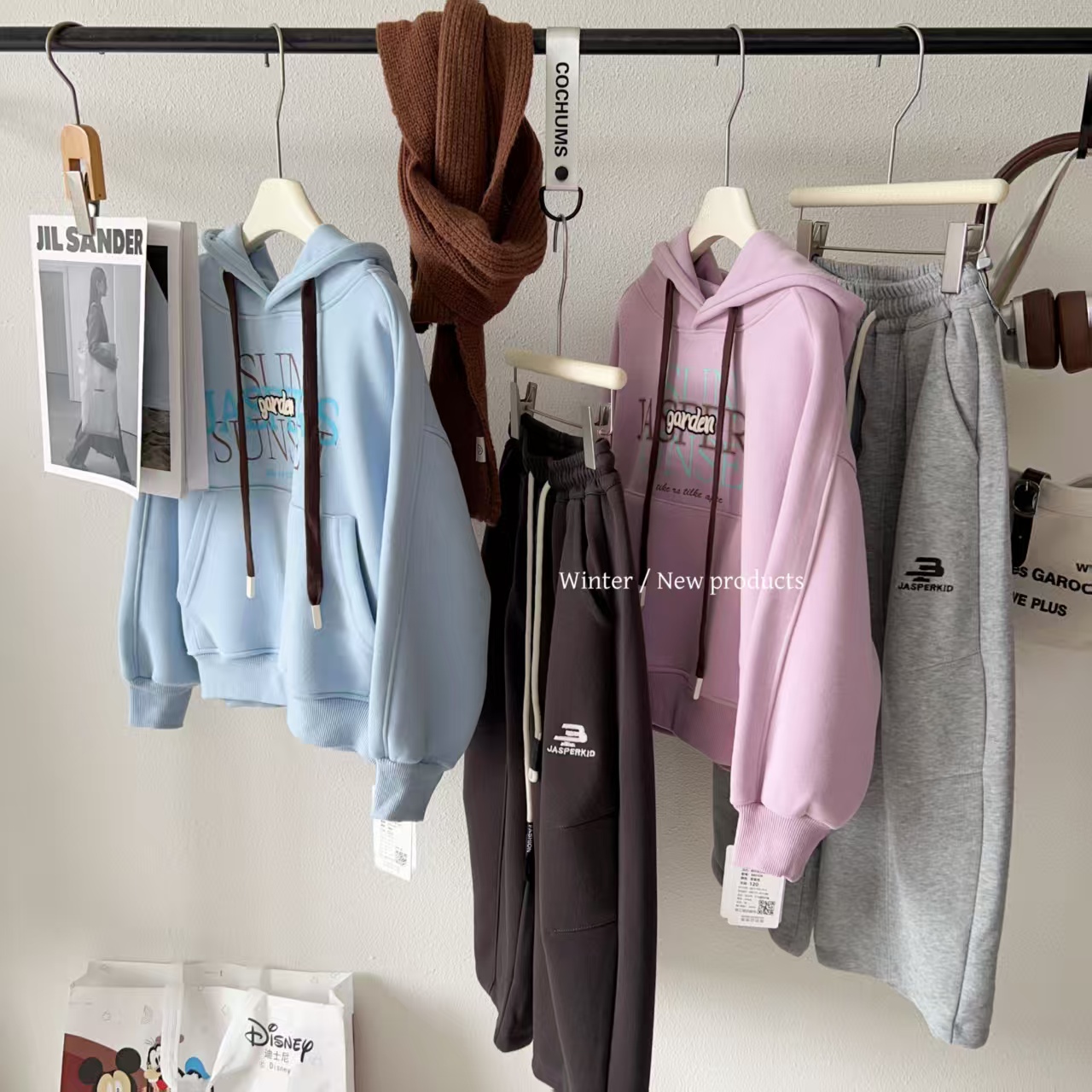 2025女童连帽卫衣秋冬新款女孩韩版加绒打底衫休闲运动裤120-170