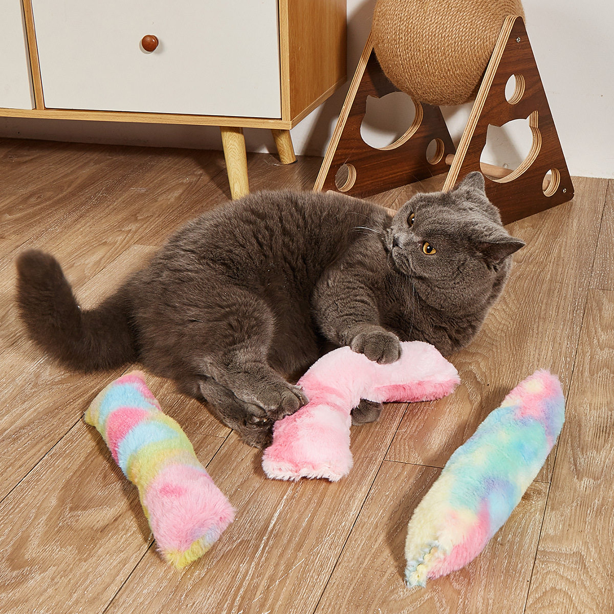 猫玩具长毛绒条抱枕内含猫薄荷猫咪啃咬陪伴猫玩具宠物用品