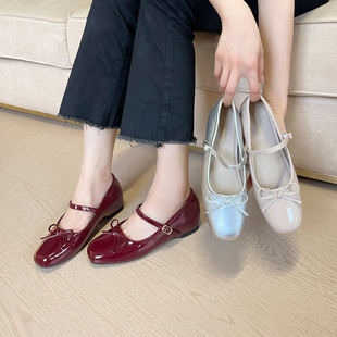 百搭银色晚晚鞋 新款 女2026春夏季 真皮小个子内增高5cm玛丽珍单鞋