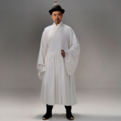 明制贴里衬袍纯白素色汉服复原版 孔府春夏秋冬款 道袍圆领配内搭棉