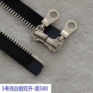 YKK抗氧化拉链 5号亮白铜双开黑拉锁 50-120cm YKK羽绒服门襟链条