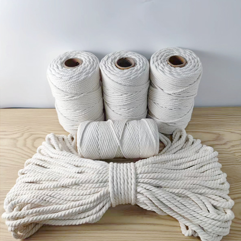 1-10mm棉绳奶白色编织绳手搓棉耐磨猫抓线挂绳挂毯束口绳相框棉线