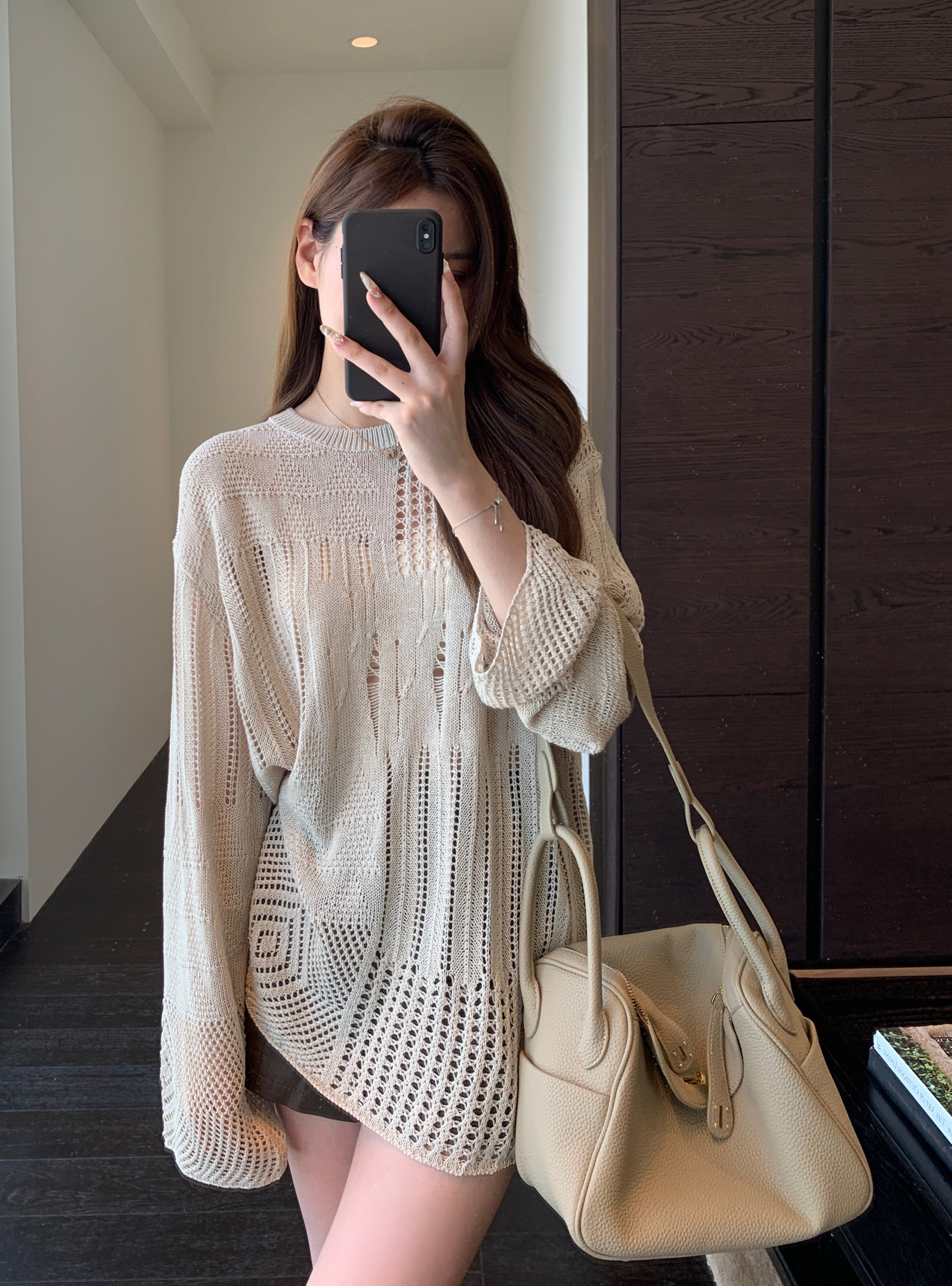 thumbnail for AMR UU◆ At a glance, I like the fashionable girly lazy cut-out knit sweater, loose and thin top, female autumn new