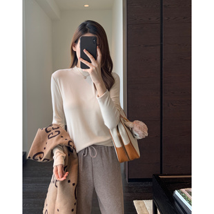 磨毛双面慕斯绒保暖舒适小立领加绒打底衫 秋冬百搭W 女新 AMR