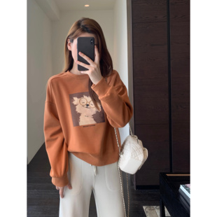 慵懒风减龄宽松卡通刺绣卫衣外套女秋2025新款 萌宠减龄 AMR