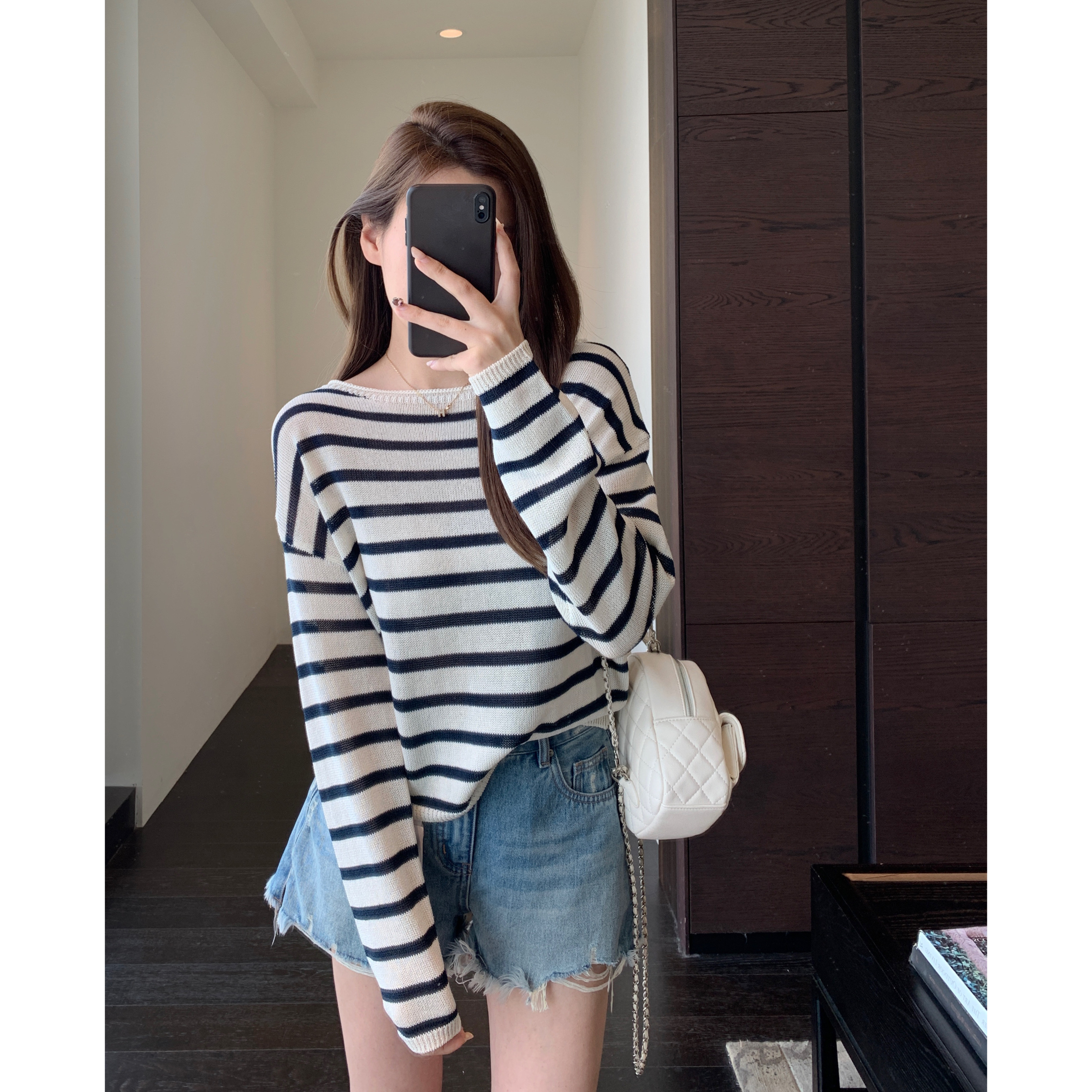 AMR UU◆氛围感 时髦一字领罩衫显瘦薄纱上衣防晒空调衫女春夏新