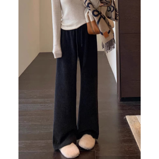 ～加绒加厚保暖高腰宽松显瘦直筒阔腿裤 福利款 女秋冬新 AMR