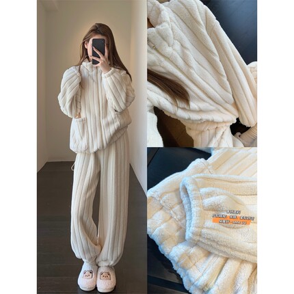 AMR UU◆可外穿的家居服 保暖舒适两件套睡衣女新款冬季套装加厚