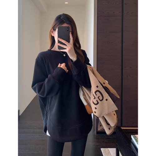 AMR UU◆慵懒时髦oversize男友风加绒保暖宽松套头卫衣女秋冬新款