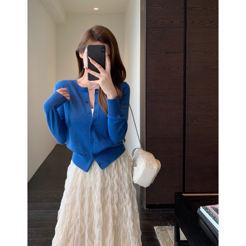 AMR UU◆颜色好美 慵懒风显瘦针织开衫毛衣短款外套女春夏2026新