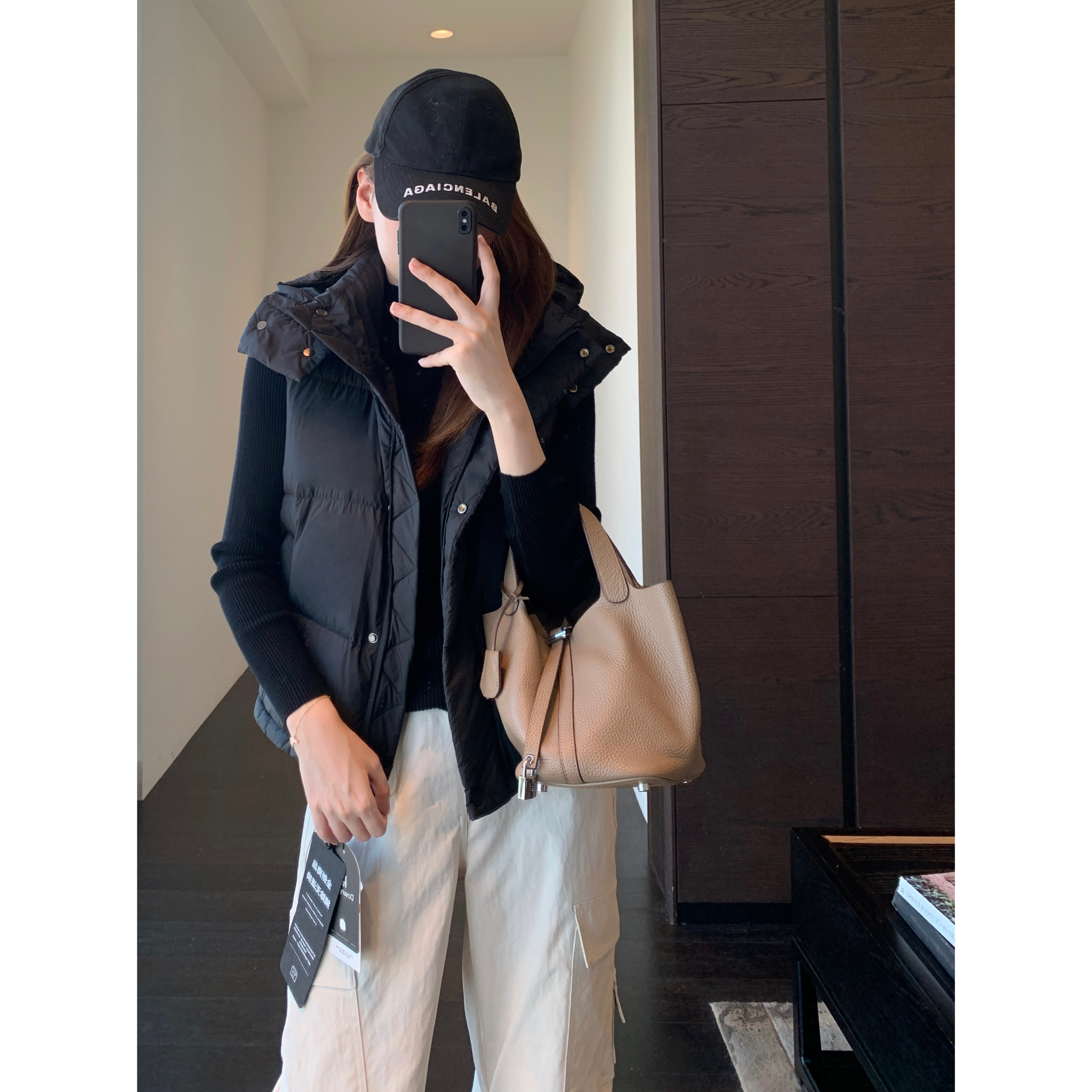 AMR UU◆柜上2000+lu家四格羽绒马甲短款连帽羽绒服女外套秋冬新