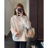含醋酸羊毛宽松显瘦显瘦连帽卫衣女上衣秋冬新 慵懒时髦 AMR