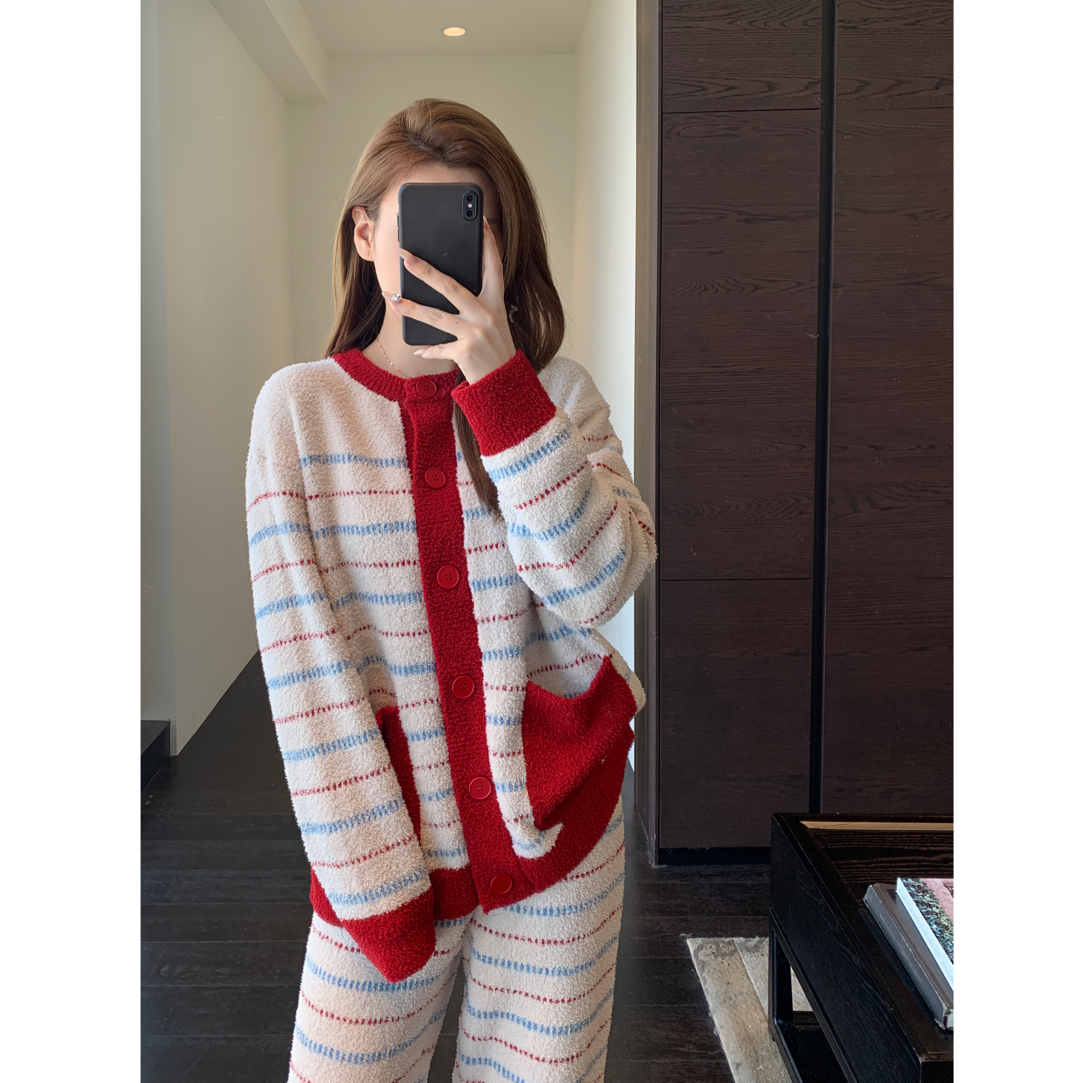 AMR UU◆氛围感 可外穿加厚保暖条纹家居服套装女睡衣2025秋冬新,女士内衣/男士内衣/家居服,睡衣/家居服套装,淘宝优惠券,粉丝福利购,淘宝优惠卷