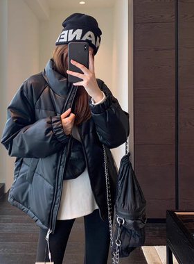 AMR UU◆酷帅时髦 三星90白鸭绒男女同款外套pu皮羽绒服秋冬新款