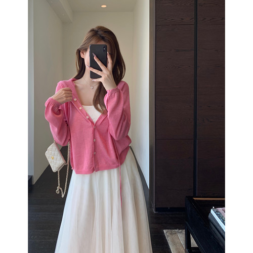AMR UU◆夏季凉感防晒衣 慵懒时髦宽松显瘦连帽薄款针织开衫女新