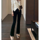 秋冬新款 超模大长腿 女阔腿裤 高品质丝绒显瘦高腰微喇裤 AMR