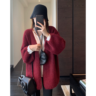 女毛衣秋冬新款 上身 慵懒时髦宽松显瘦针织开衫 纸片人 AMR