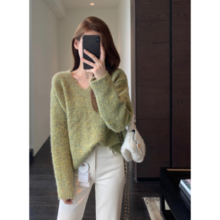 毛衣女上衣2025秋冬新款 AMR 显白减龄慵懒显瘦针织衫 少女感