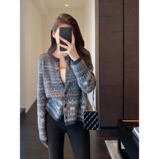 毛衣女外套新款 AMR 氛围感时髦费尔岛提花开衫 北欧小众 秋冬