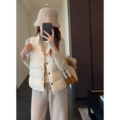 AMR UU◆品质推荐 三星90白鸭绒马甲保暖厚实短款羽绒服女秋冬新