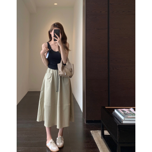 半身裙女春夏2026新款 立体裁剪 伞裙中长款 高腰显瘦工装 AMR