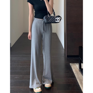 女夏新款 AMR 型～显腿长高腰垂顺轻薄直筒微喇休闲长裤 神仙裤