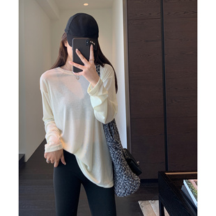 T恤女春夏新款 慵懒时髦oversize显瘦轻薄舒适防晒衣长袖 AMR