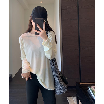AMR UU◆慵懒时髦oversize显瘦轻薄舒适防晒衣长袖T恤女春夏新款