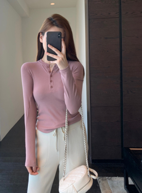 AMR UU◆柜上热卖 lu家高品质亨利领打底衫显瘦瑜伽上衣女秋冬新