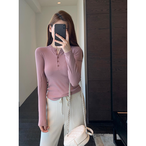 AMR UU◆柜上热卖 lu家高品质亨利领打底衫显瘦瑜伽上衣女秋冬新