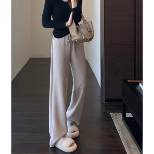 女秋冬2025新款 重磅醋酸羊毛保暖舒适高腰显瘦直筒阔腿裤 AMR